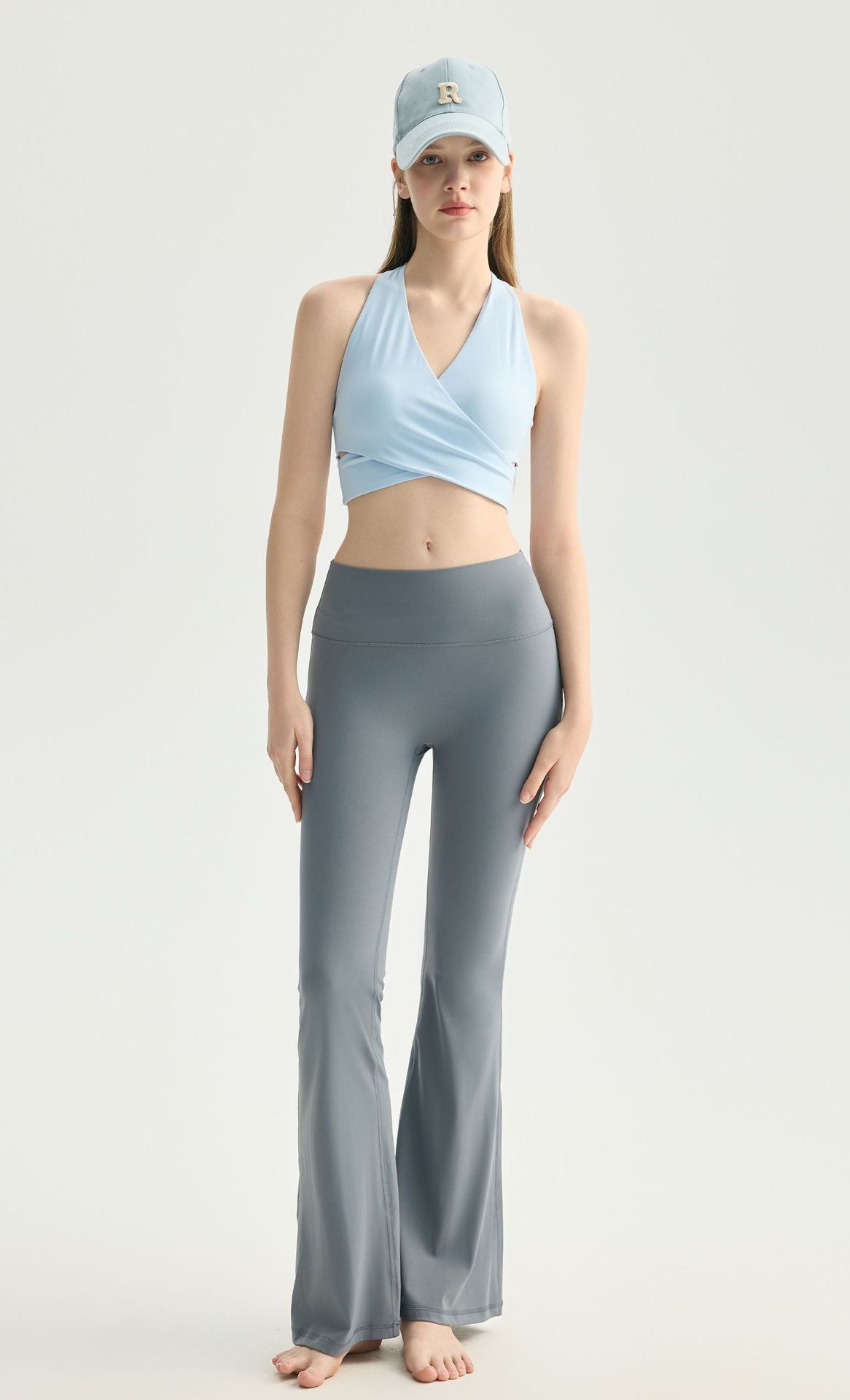 Women V Neck Halter Yoga Bra Built-in Pads Barely There Workout