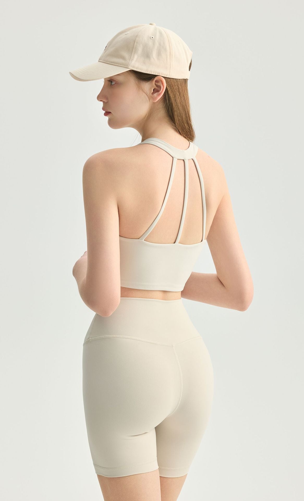 Women V Neck Halter Yoga Bra Built-in Pads Barely There Workout