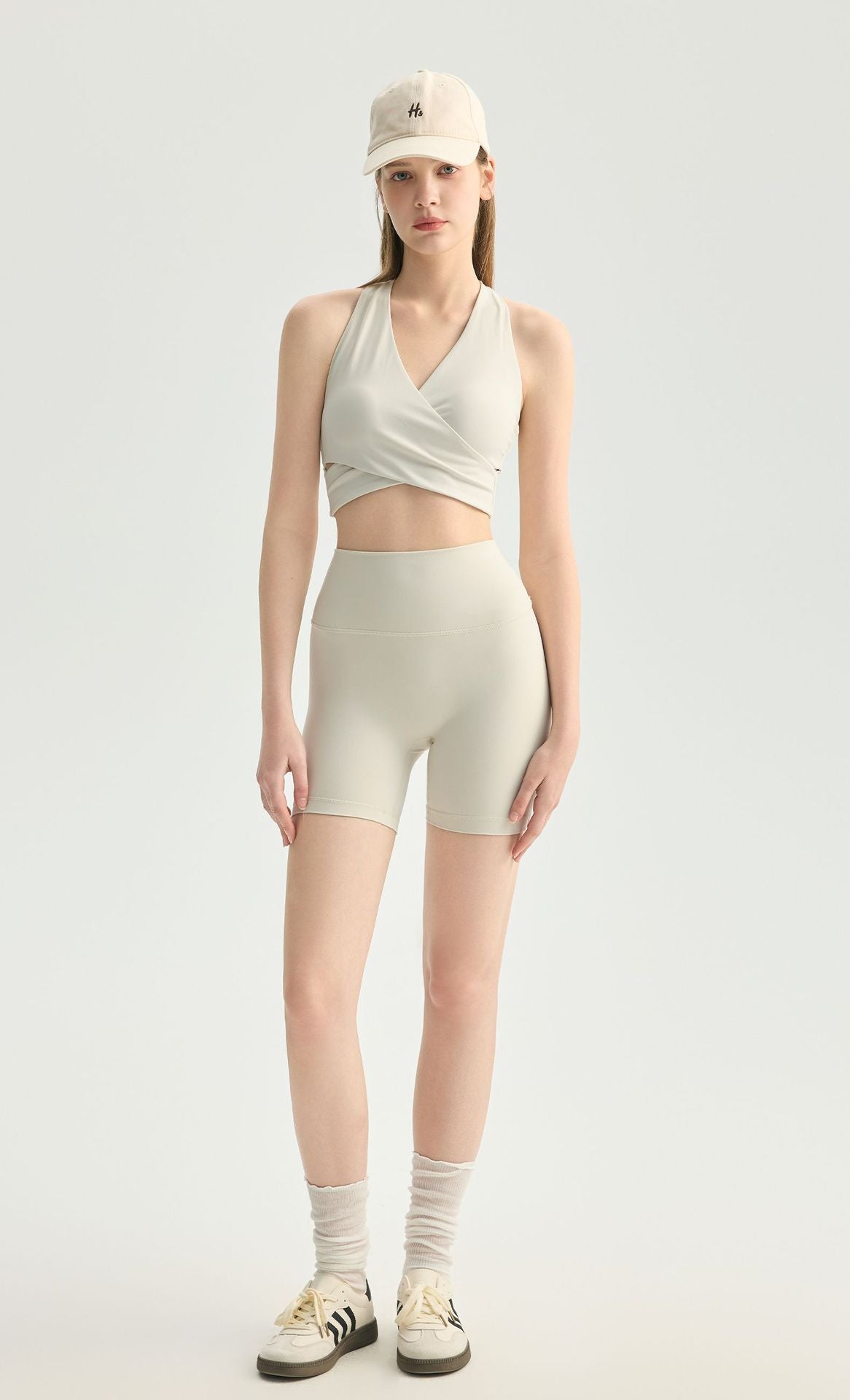 Women V Neck Halter Yoga Bra Built-in Pads Barely There Workout
