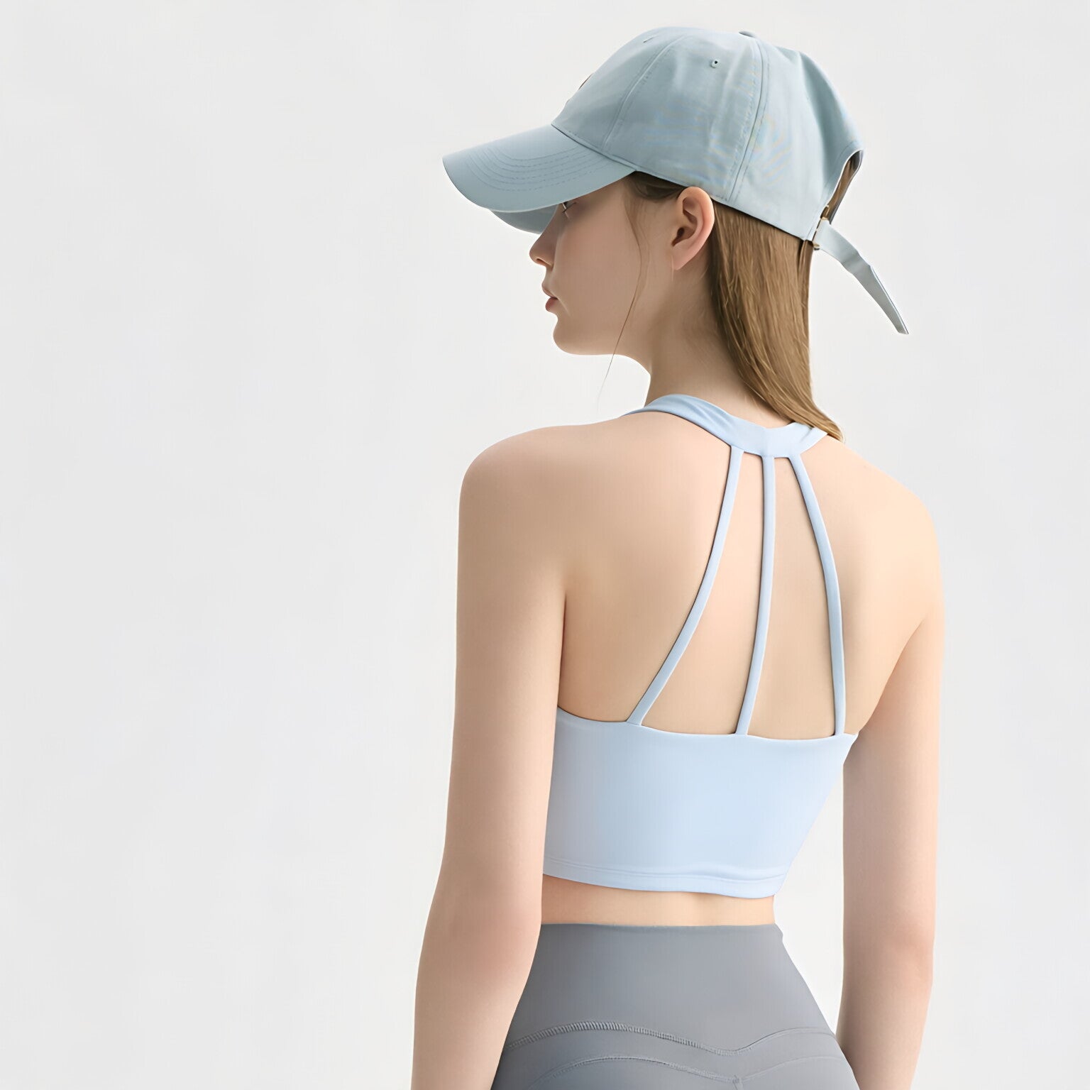 Women V Neck Halter Yoga Bra Built-in Pads Barely There Workout