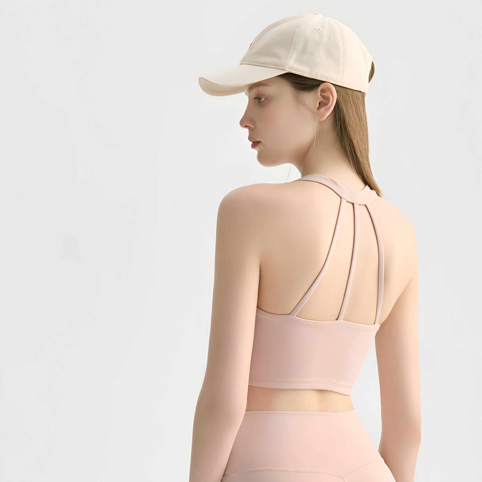 Women V Neck Halter Yoga Bra Built-in Pads Barely There Workout