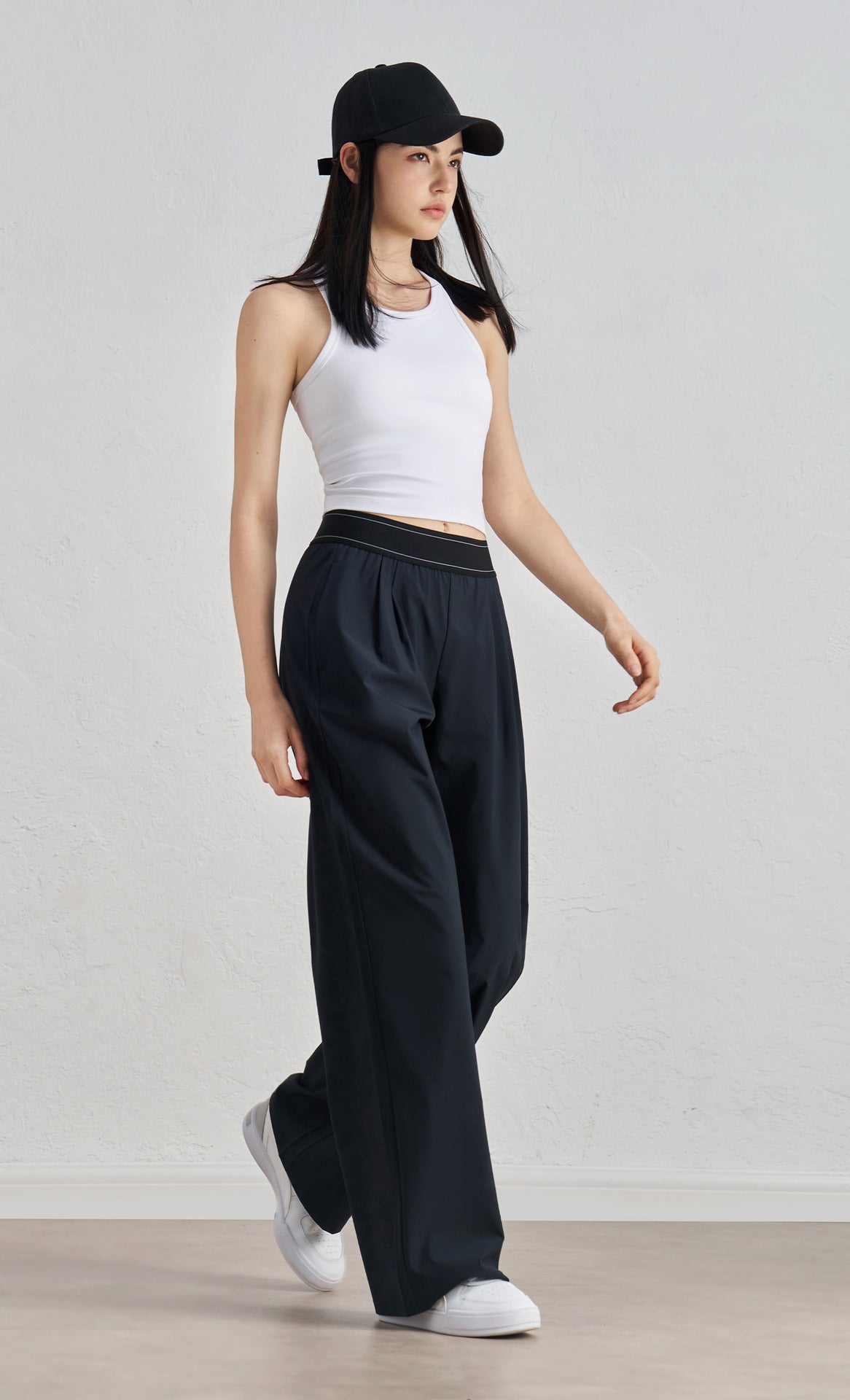 Women Woven Wide Leg Pants Flowy Slimming Yoga Trousers