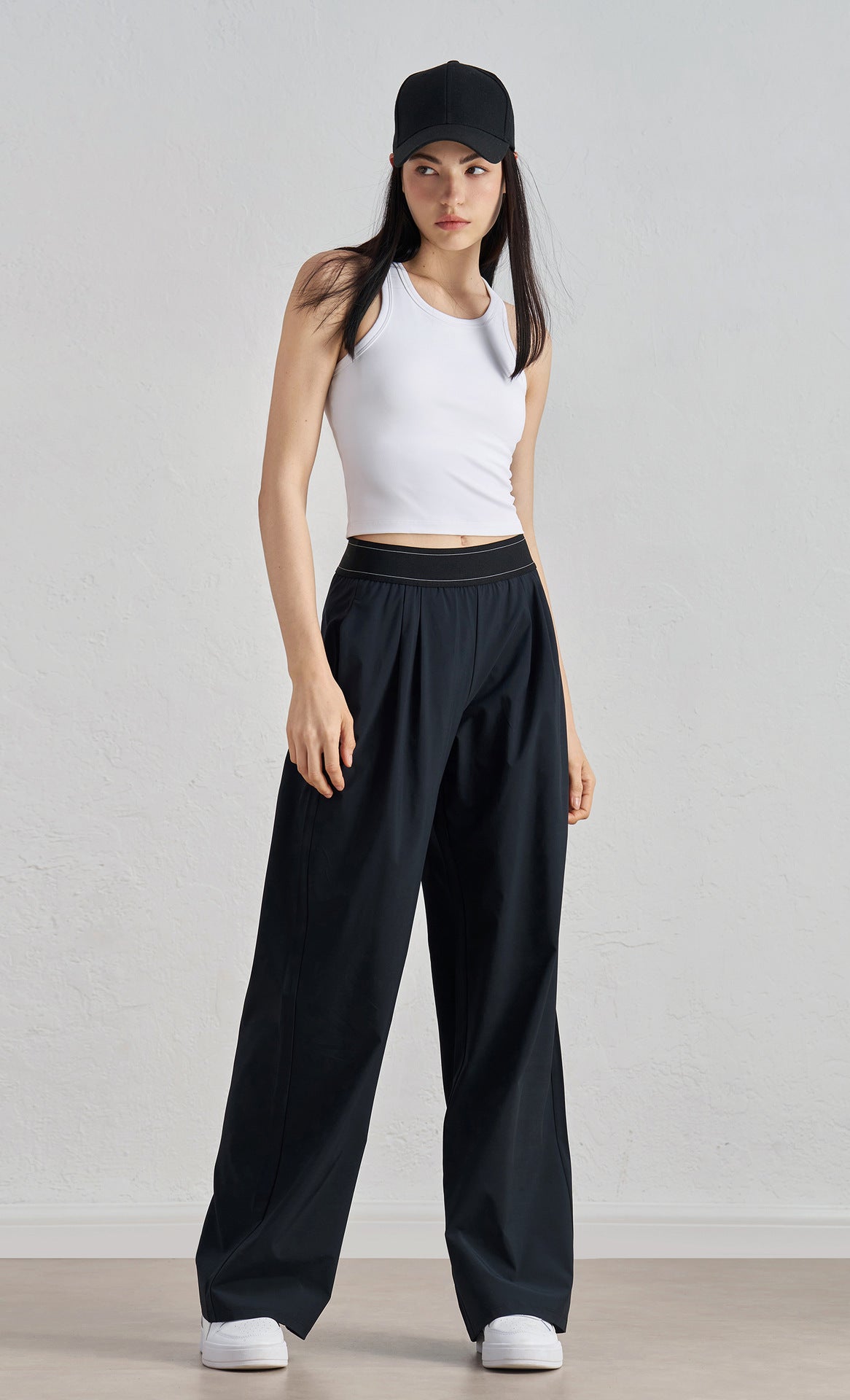 Women Woven Wide Leg Pants Flowy Slimming Yoga Trousers