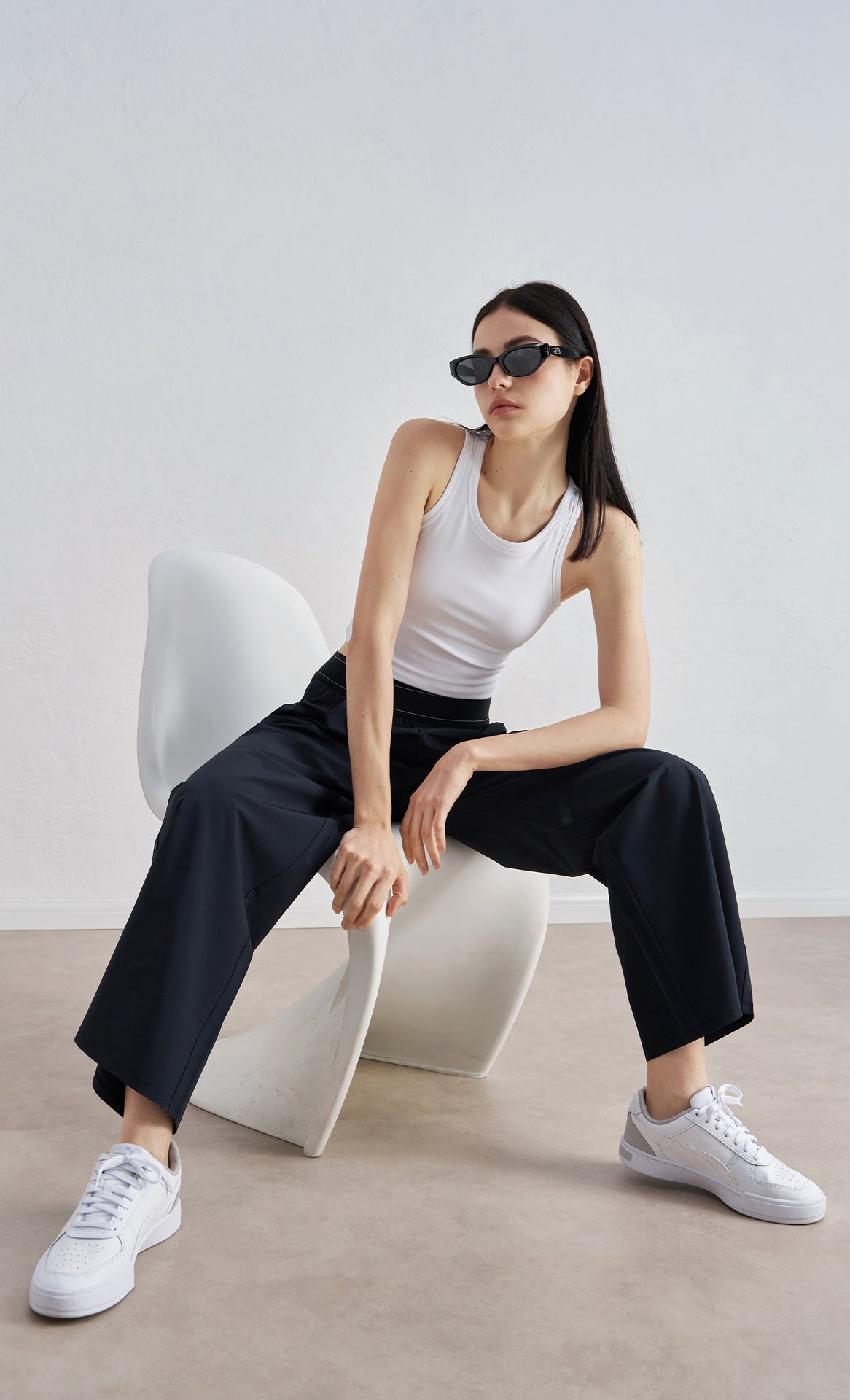 Women Woven Wide Leg Pants Flowy Slimming Yoga Trousers